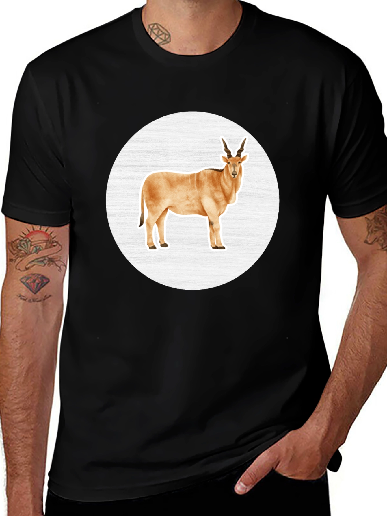 Antelope Graphic Tee - Black Crew Neck T-Shirt