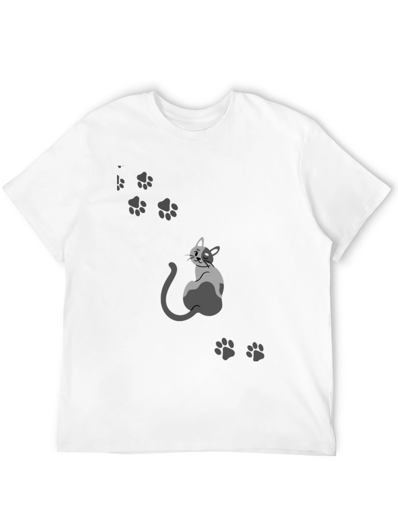 Mens Black Cat & Paw Print Graphic Tee