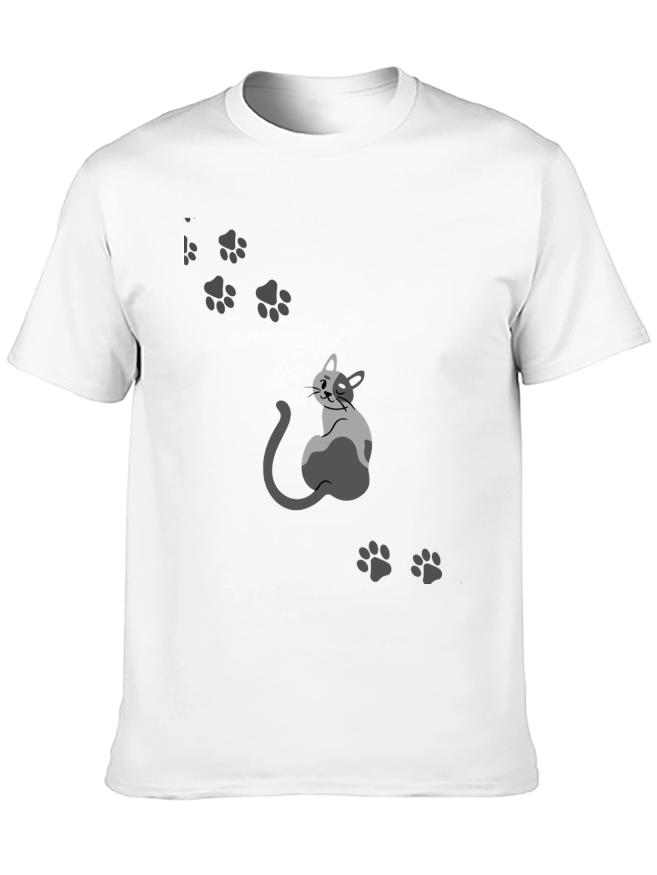 Mens Black Cat & Paw Print Graphic Tee