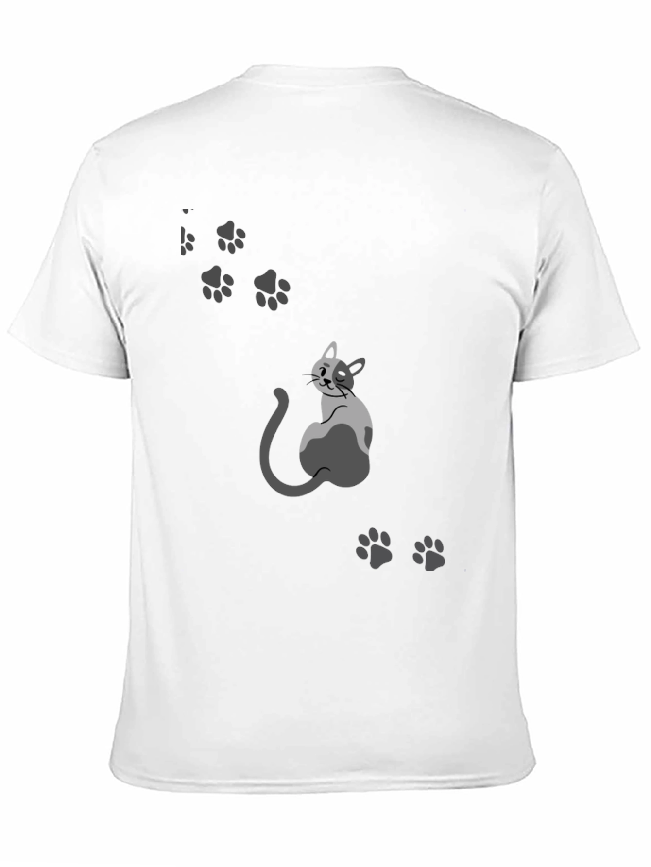 Mens Black Cat & Paw Print Graphic Tee