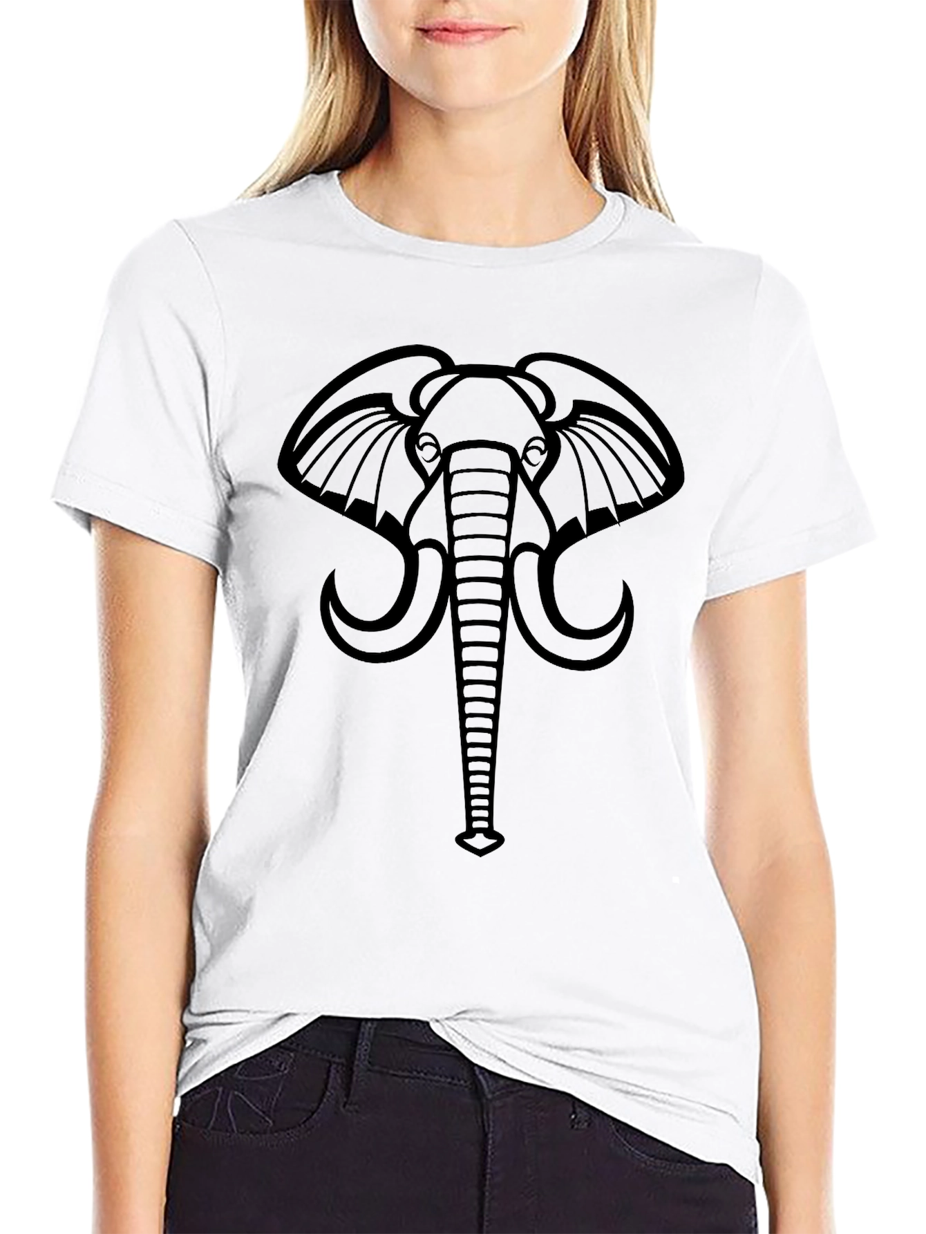 Elephant Graphic Print Black T-Shirt