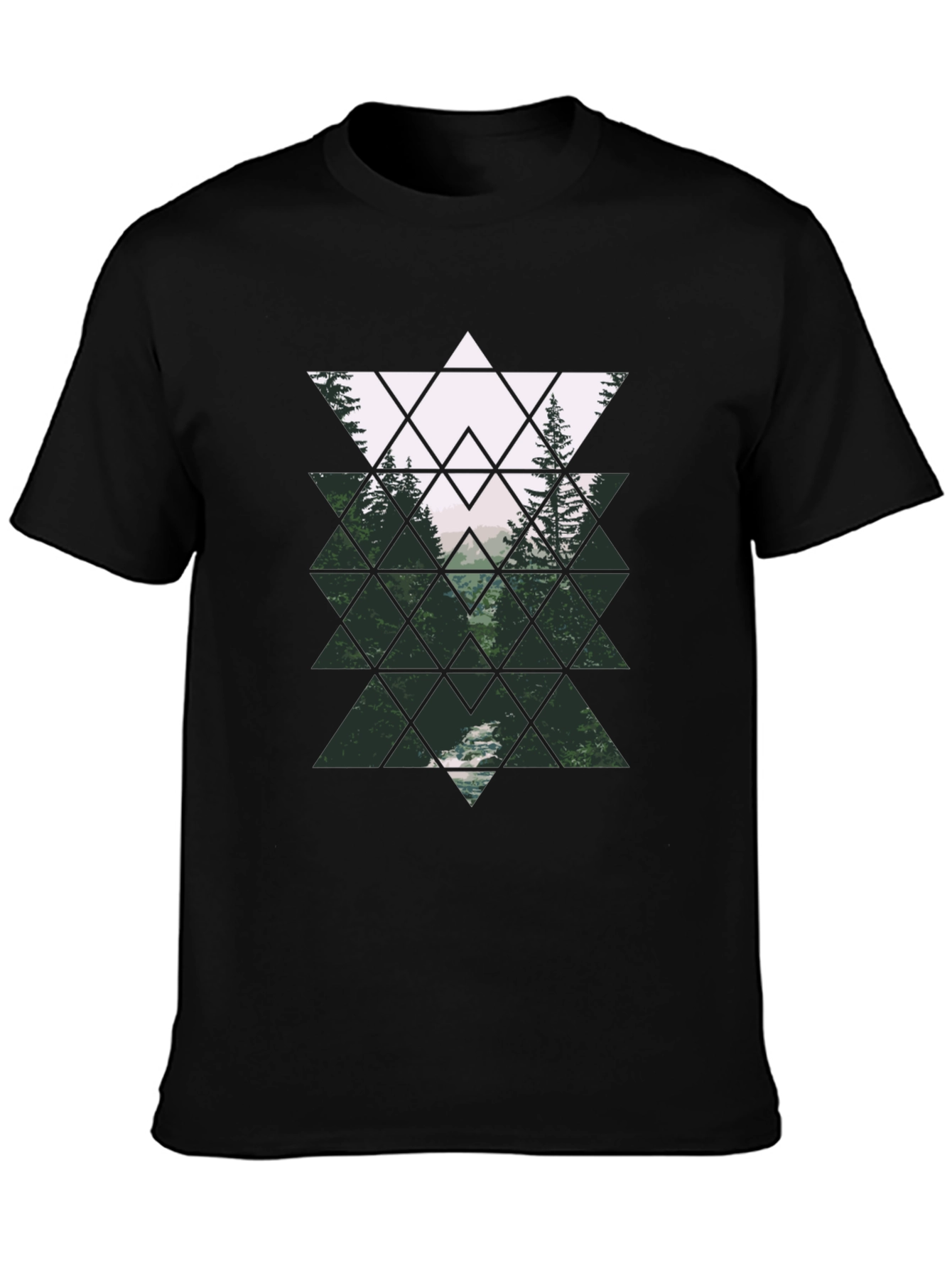 Geometric Forest Black T-Shirt