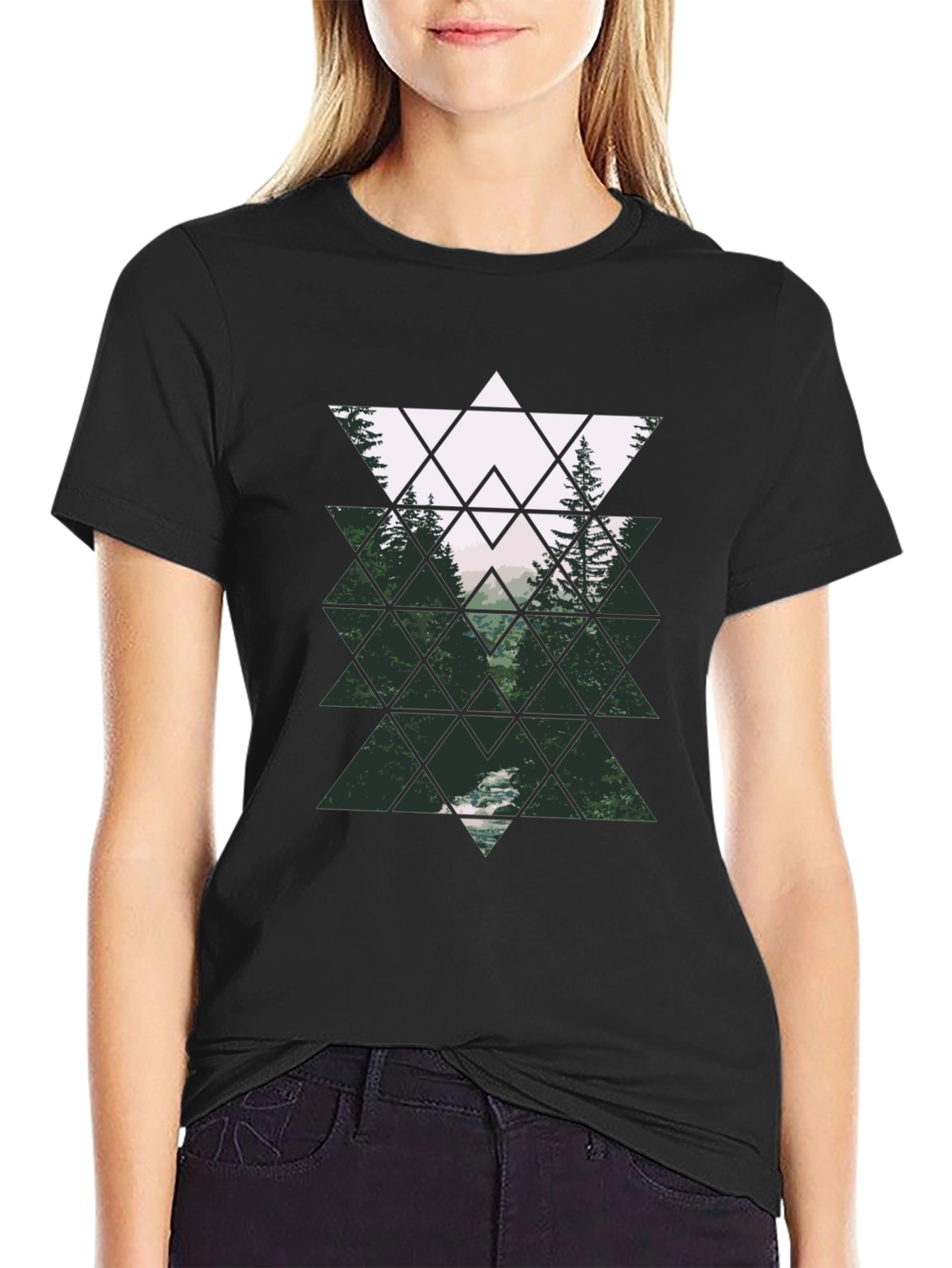 Geometric Forest Black T-Shirt