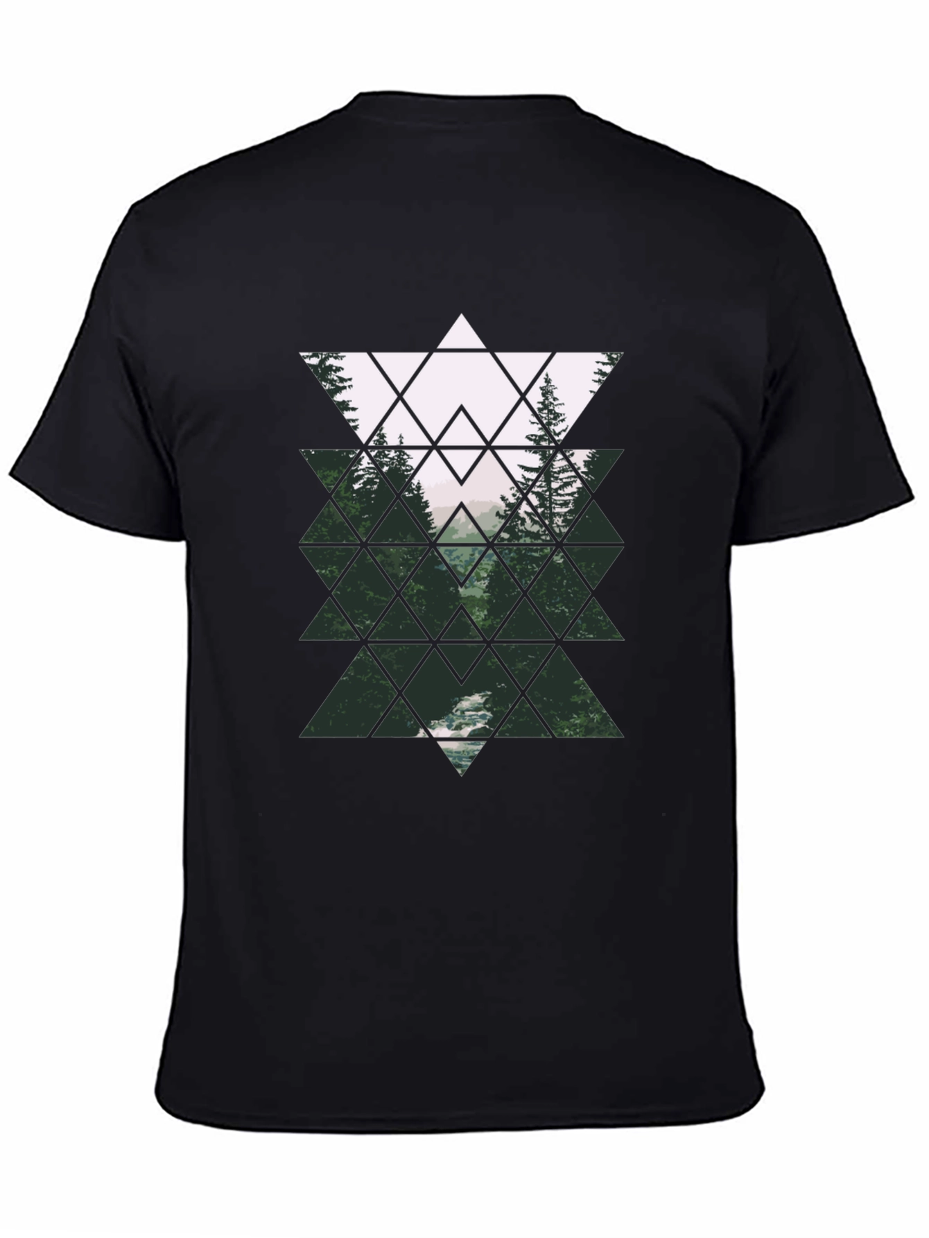 Geometric Forest Black T-Shirt