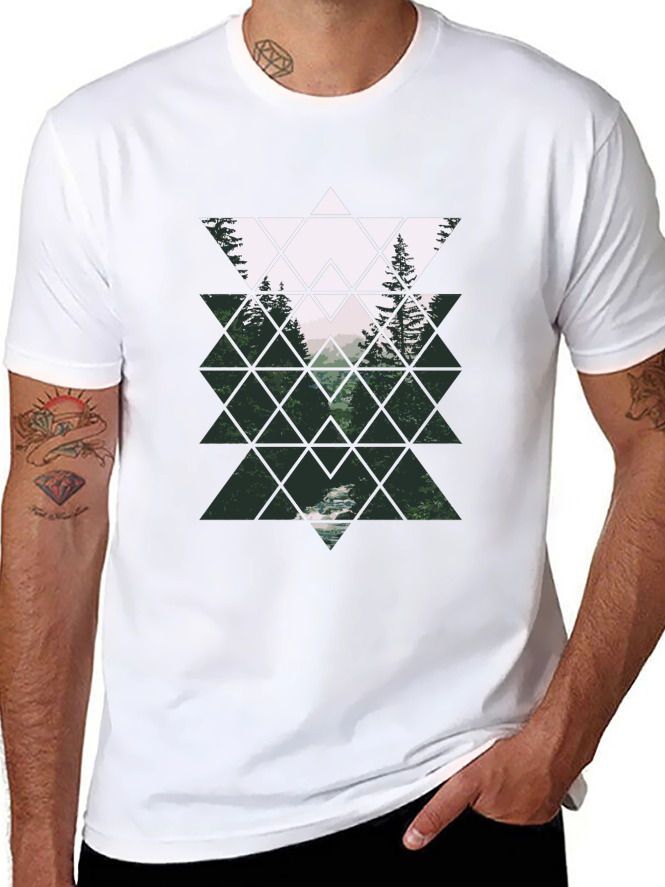 Geometric Forest Black T-Shirt
