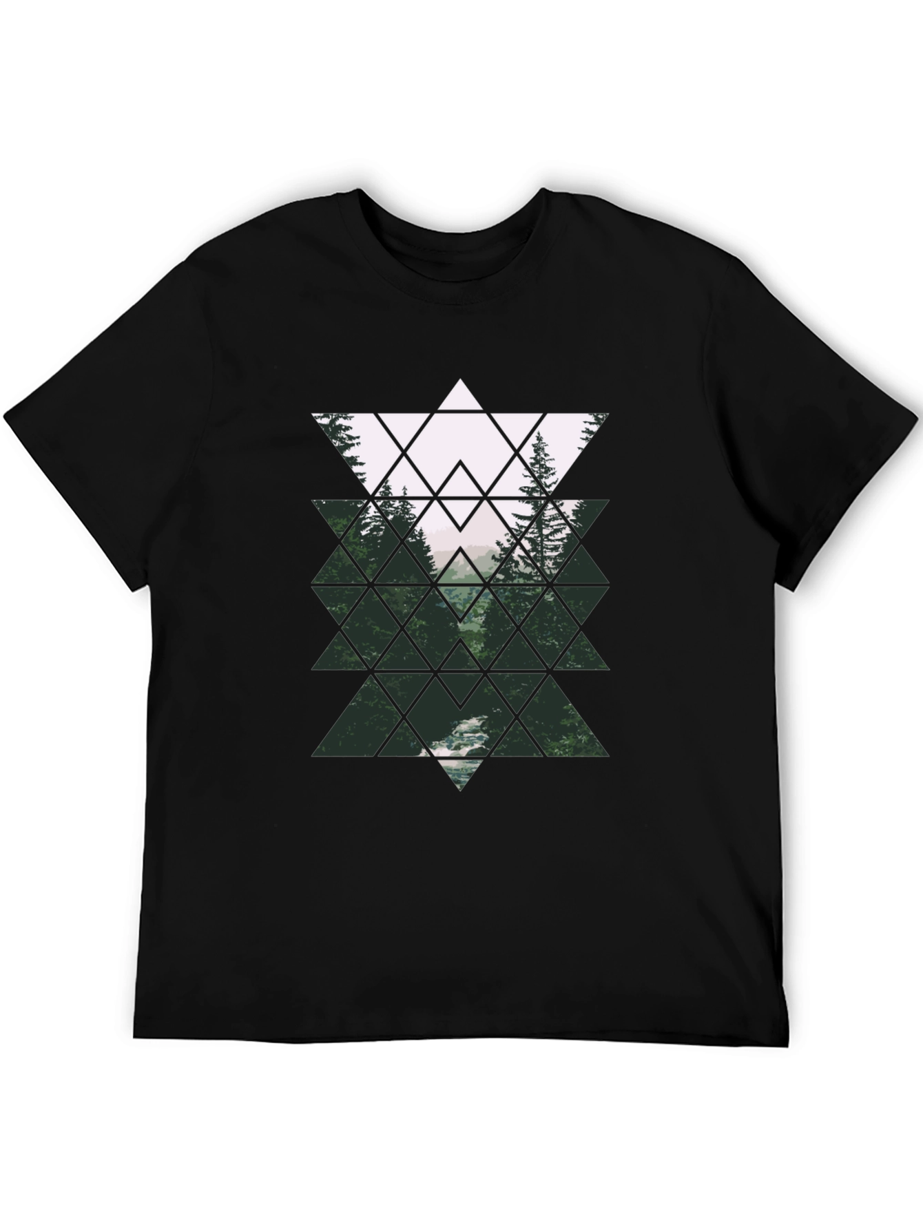 Geometric Forest Black T-Shirt