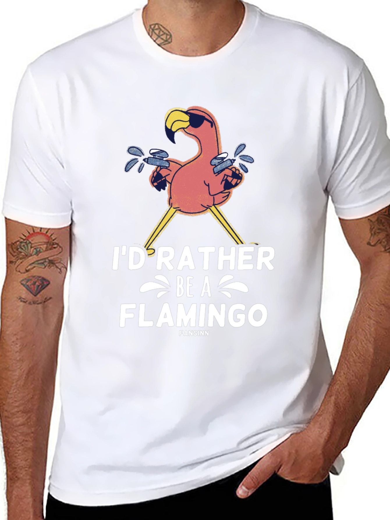 Id Rather Be a Flamingo Mens Black T-Shirt