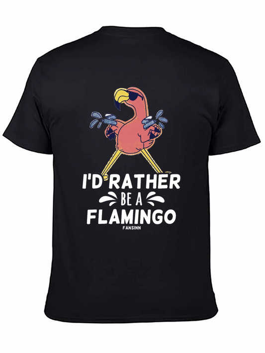 Id Rather Be a Flamingo Mens Black T-Shirt