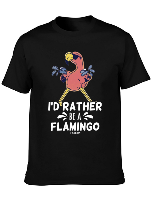 Id Rather Be a Flamingo Mens Black T-Shirt