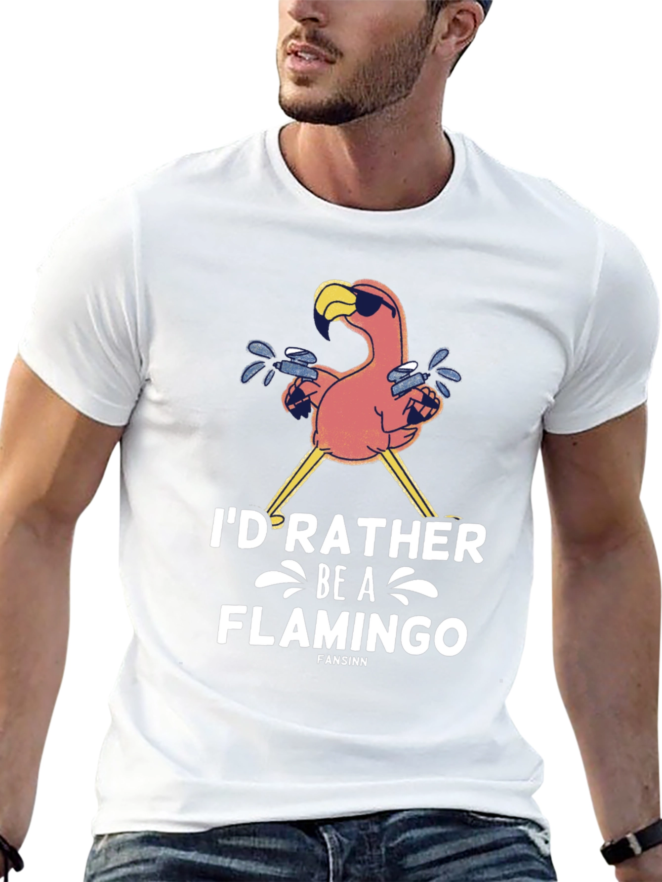 Id Rather Be a Flamingo Mens Black T-Shirt