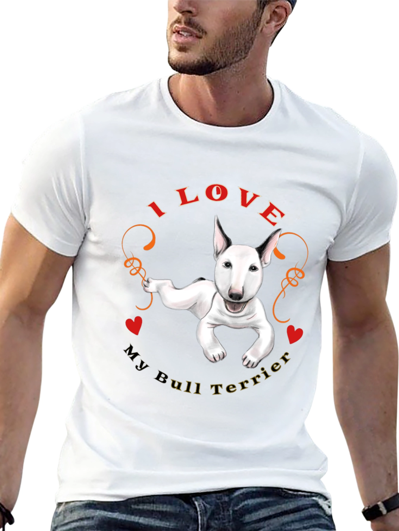 I Love My Bull Terrier Black T-Shirt