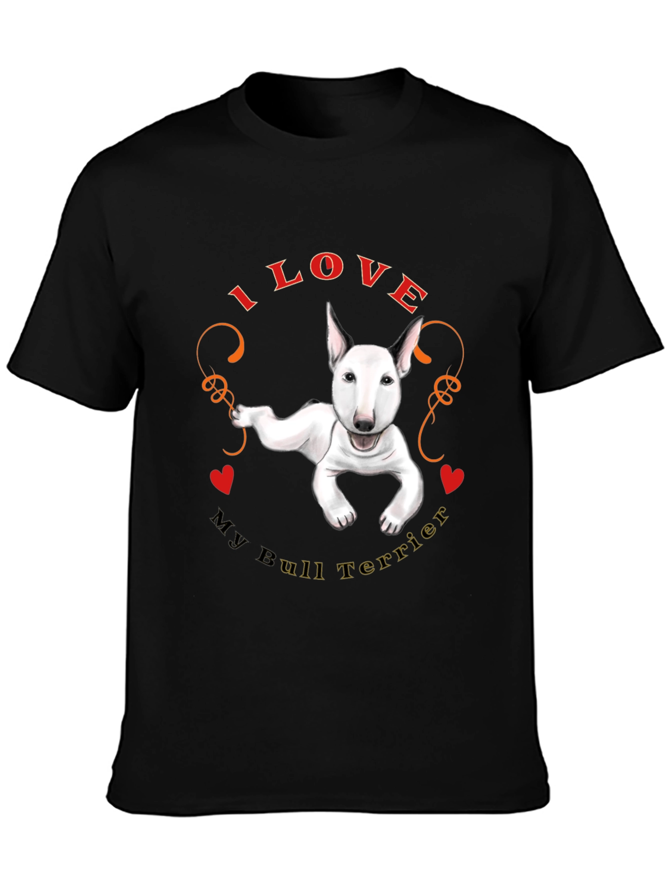 I Love My Bull Terrier Black T-Shirt