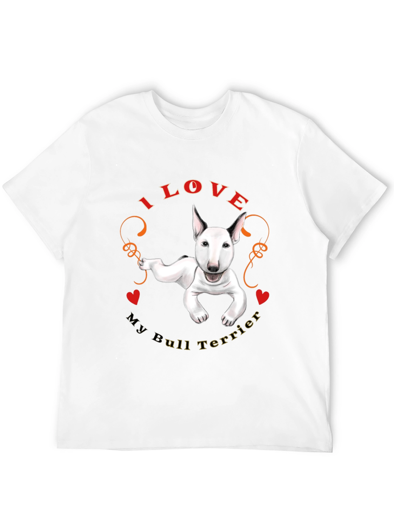 I Love My Bull Terrier Black T-Shirt