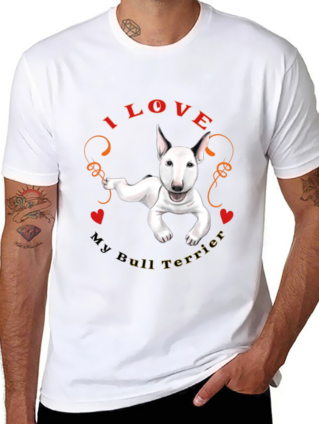 I Love My Bull Terrier Black T-Shirt