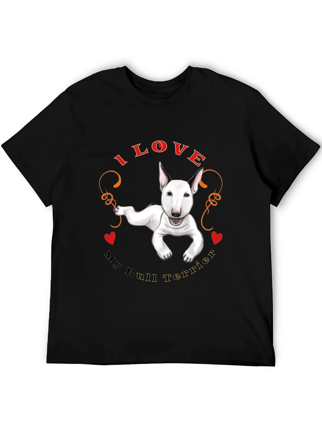 I Love My Bull Terrier Black T-Shirt
