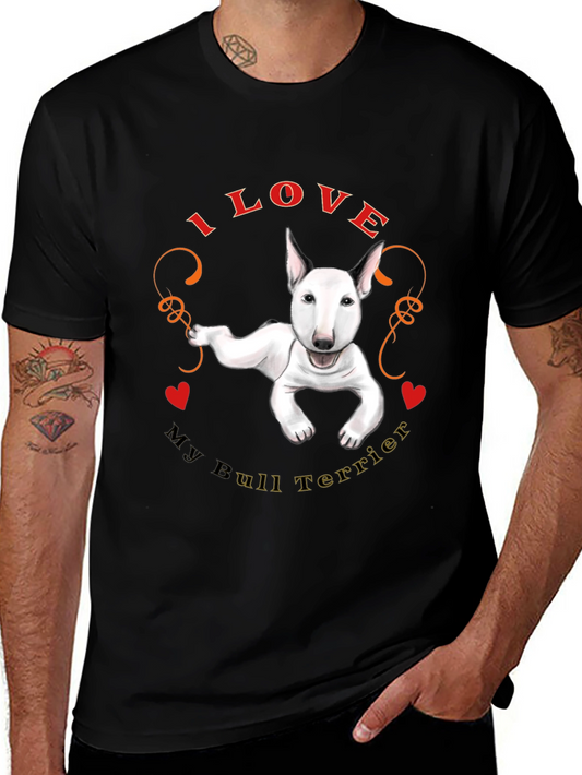 I Love My Bull Terrier Black T-Shirt