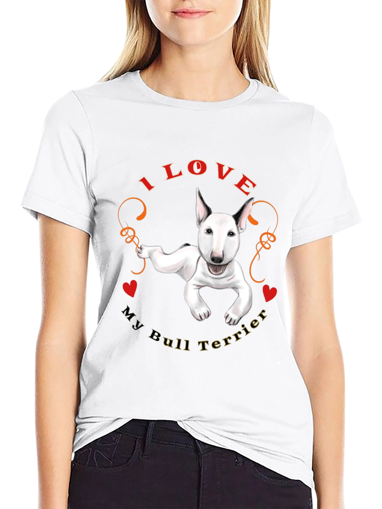 I Love My Bull Terrier Black T-Shirt