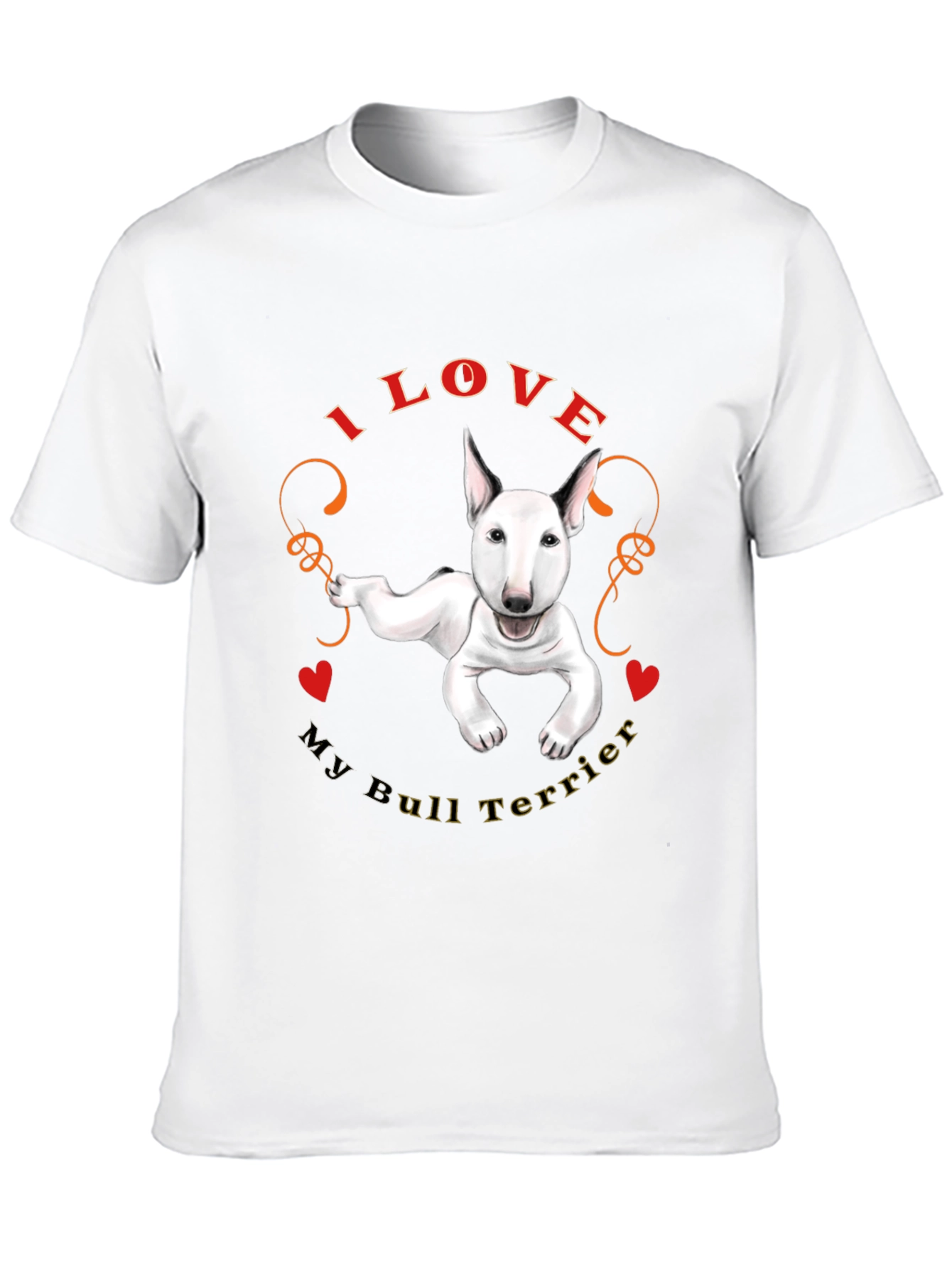 I Love My Bull Terrier Black T-Shirt