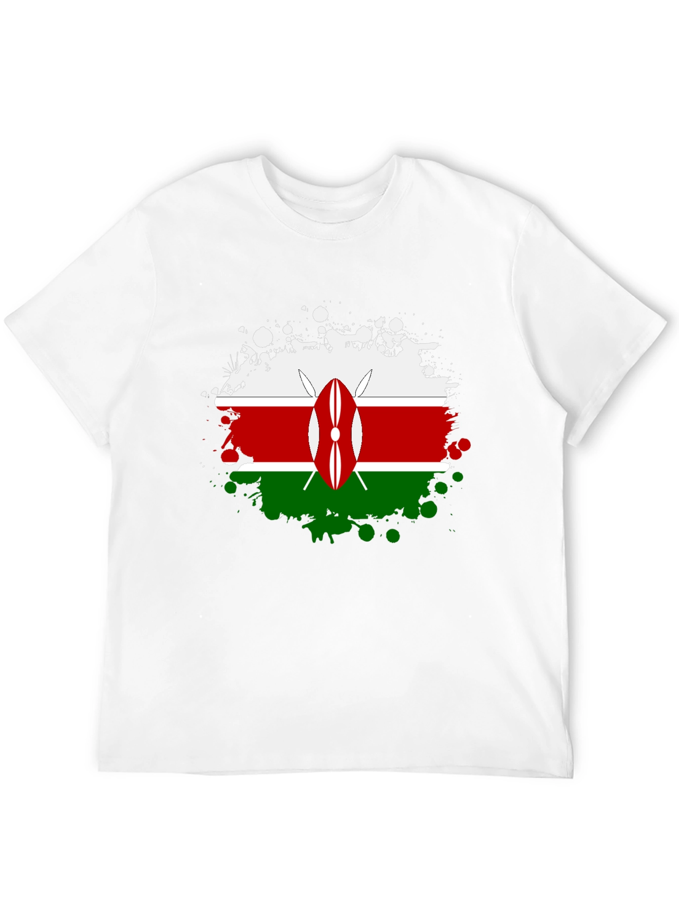 Kenya Flag Splatter T-Shirt - Black Cotton Tee
