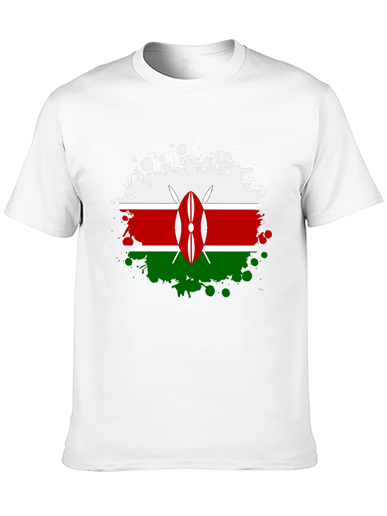 Kenya Flag Splatter T-Shirt - Black Cotton Tee