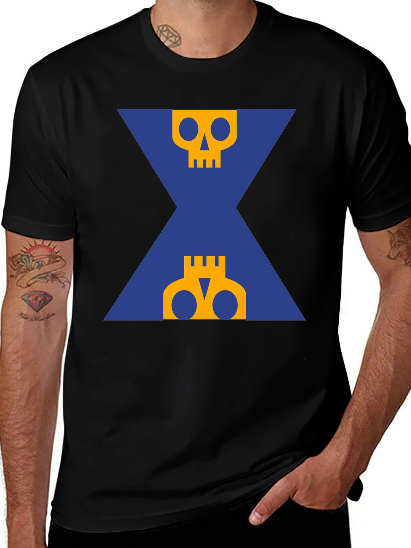Graphic Skull T-Shirt - Black Crew Neck Tee