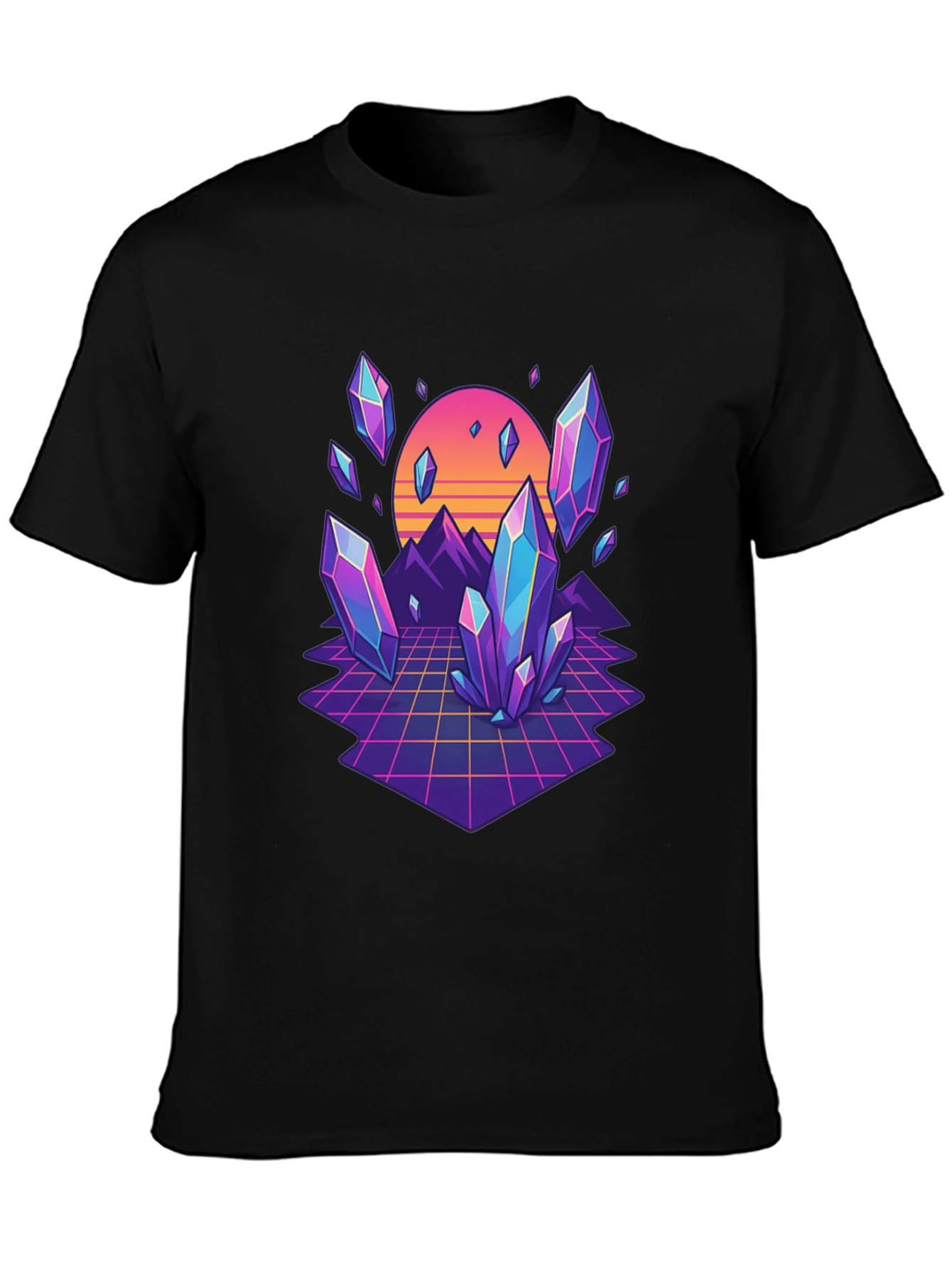 Retro Crystal Grid Graphic Tee - Black