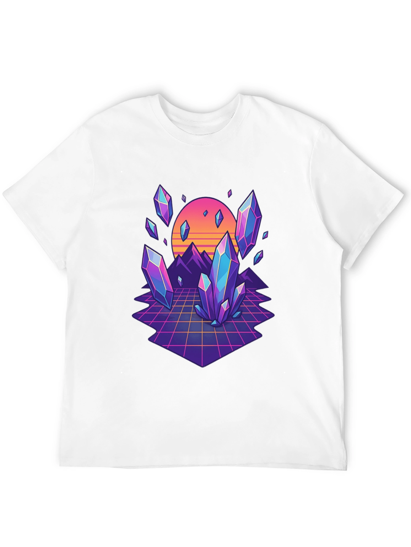Retro Crystal Grid Graphic Tee - Black