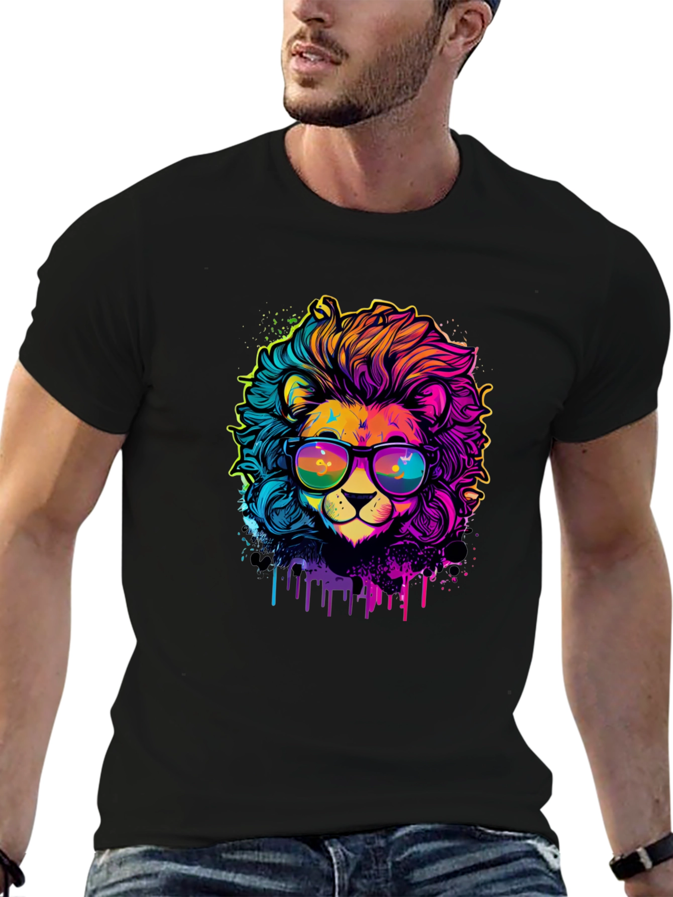 Vibrant Lion Graphic Tee - Cool & Unique Design