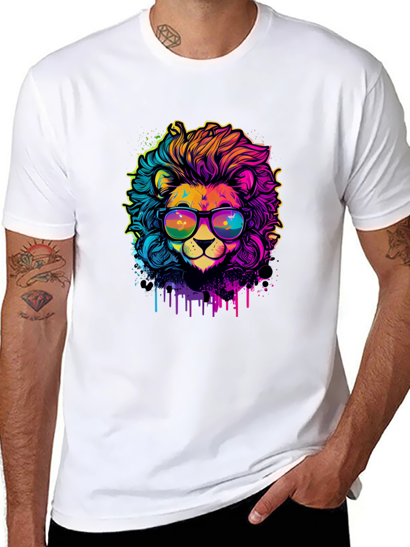 Vibrant Lion Graphic Tee - Cool & Unique Design