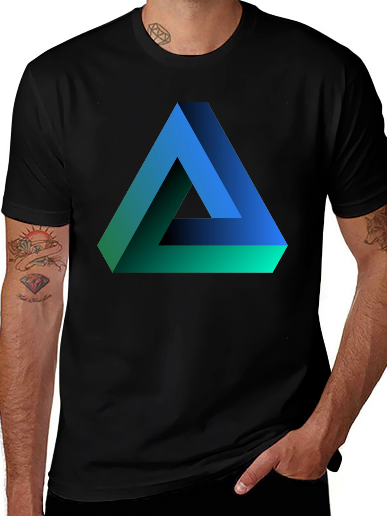 Impossible Triangle Graphic Tee - Optical Illusion Design