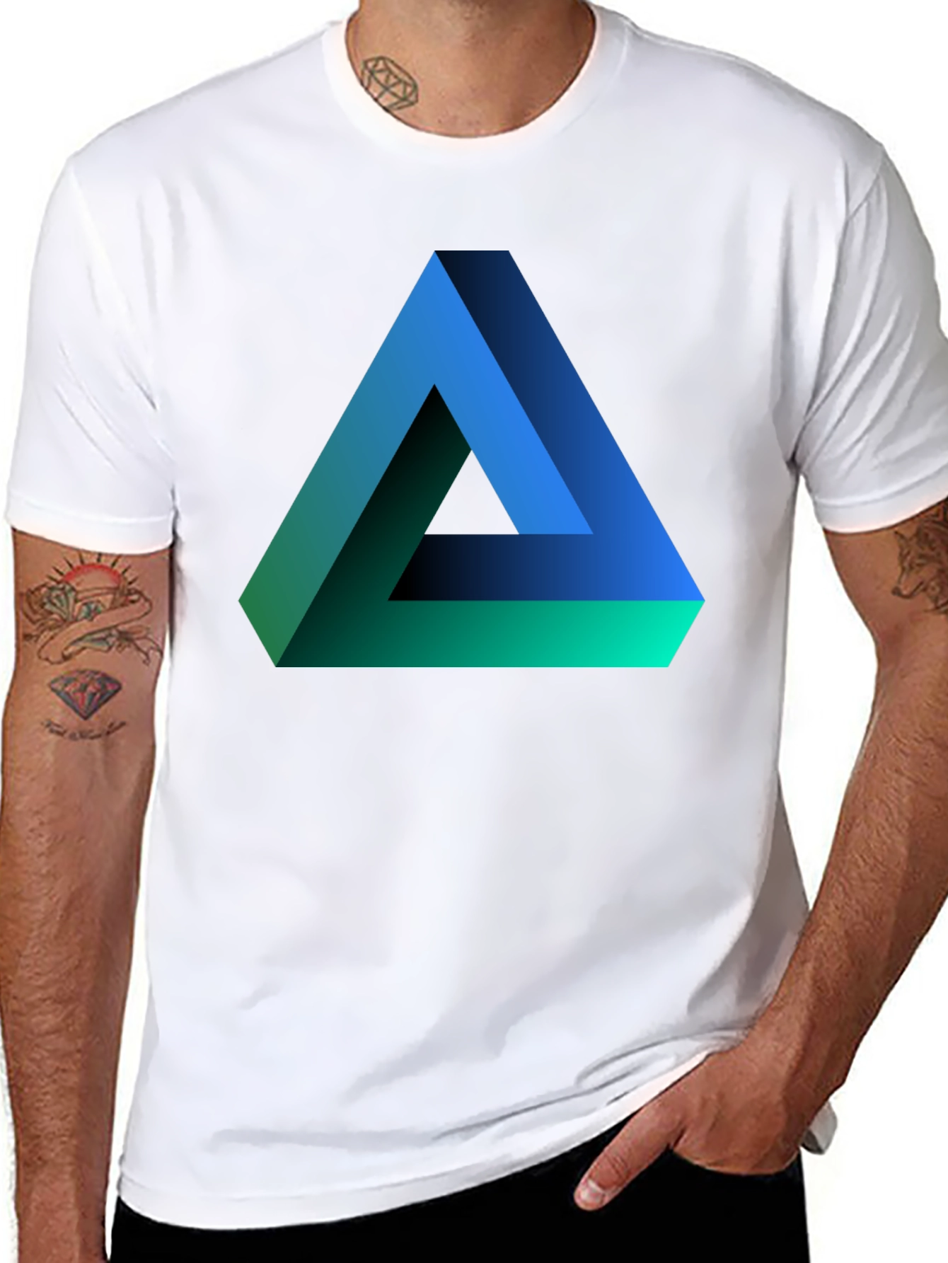 Impossible Triangle Graphic Tee - Optical Illusion Design