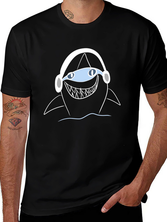 Shark Headphone T-Shirt - Black
