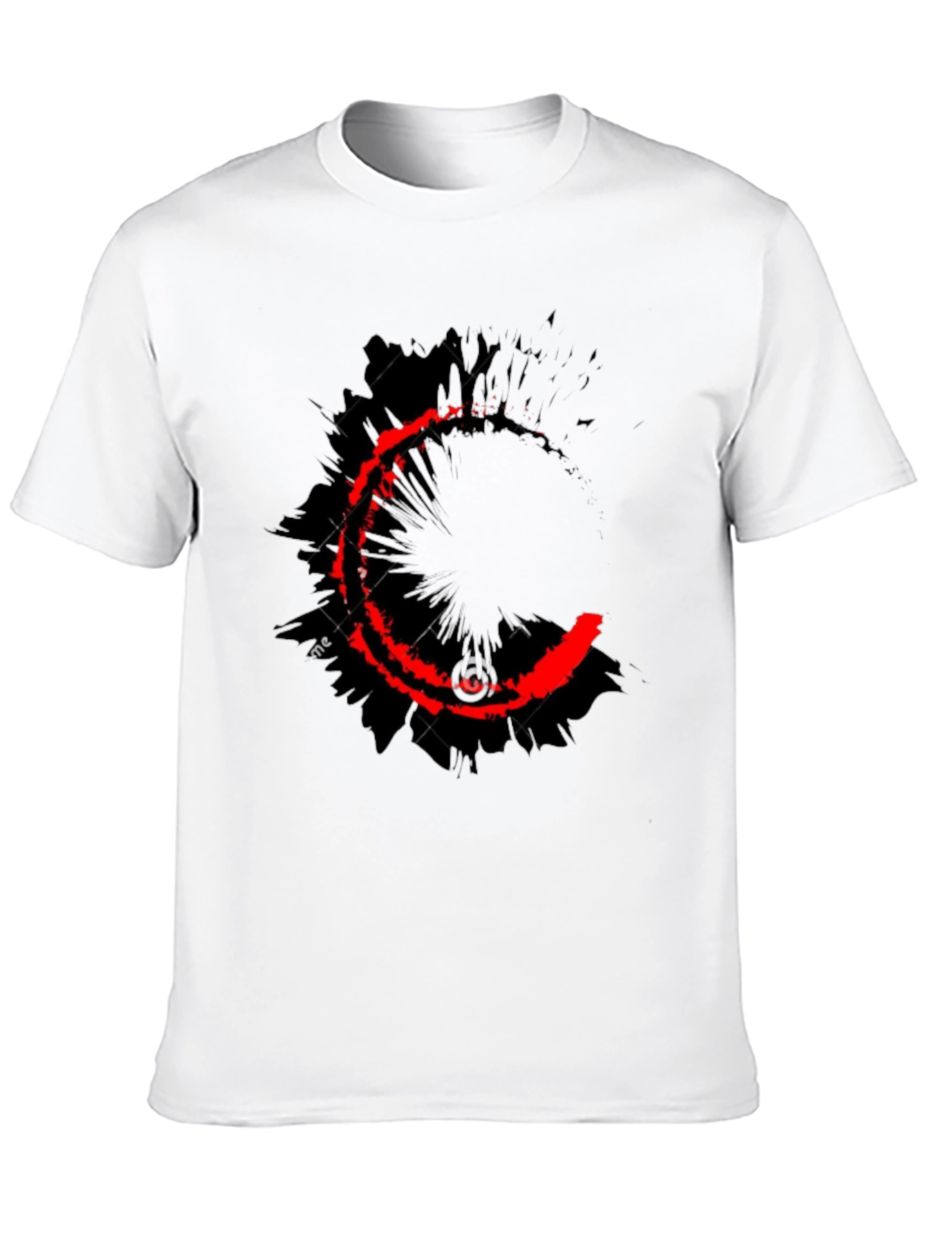 Mens Black T-Shirt with Red Crescent Graphic