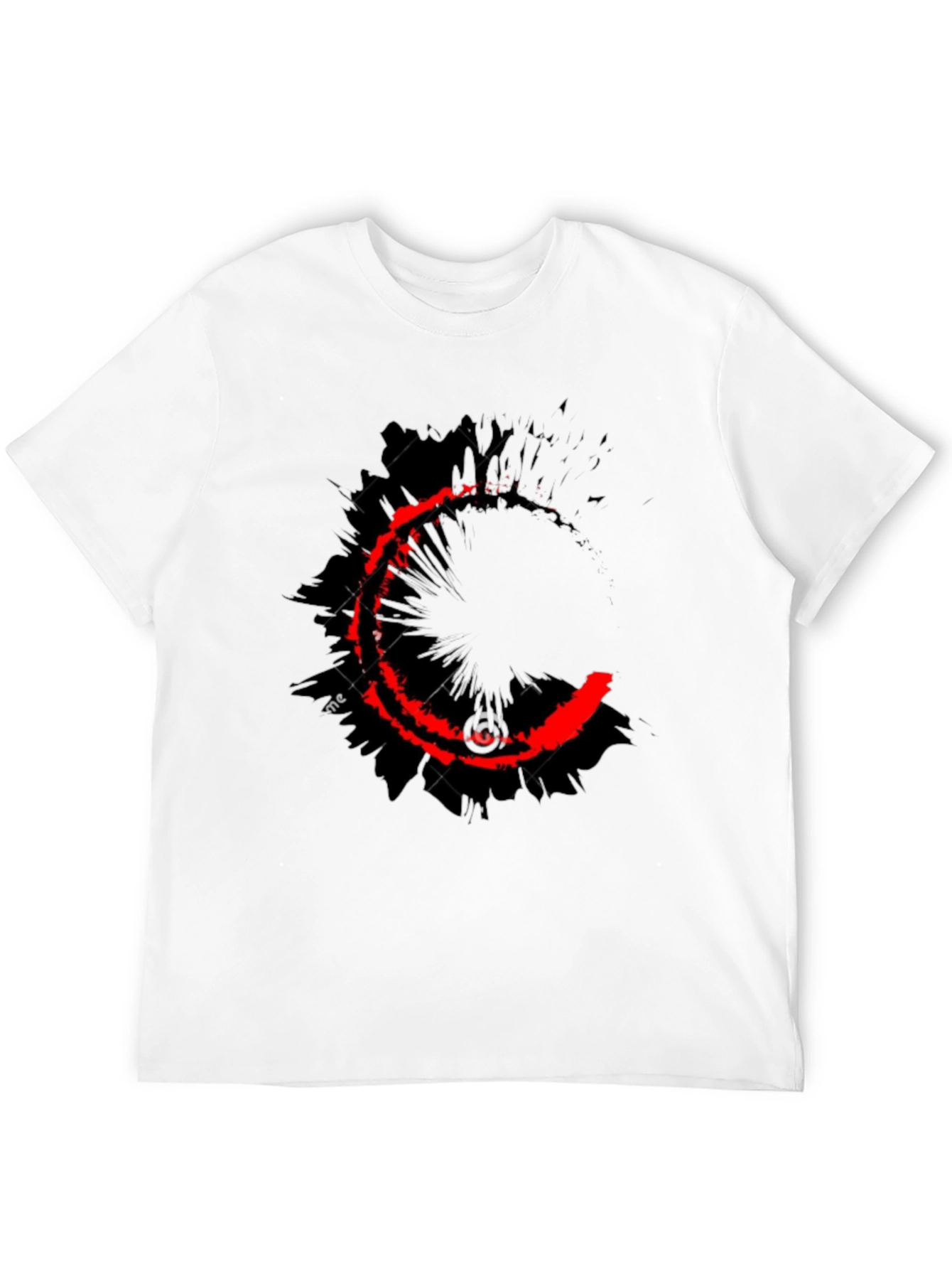 Mens Black T-Shirt with Red Crescent Graphic