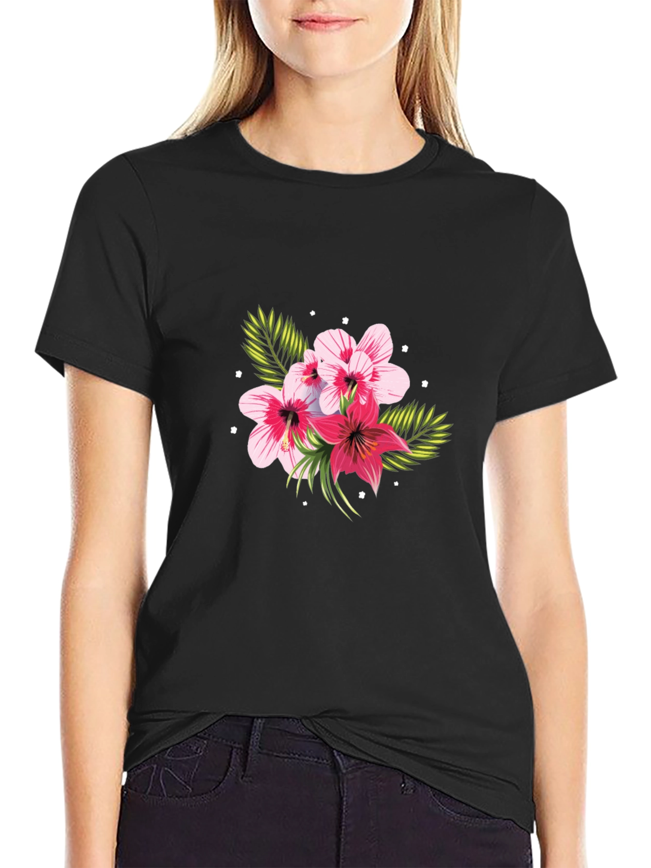 Floral Black T-Shirt