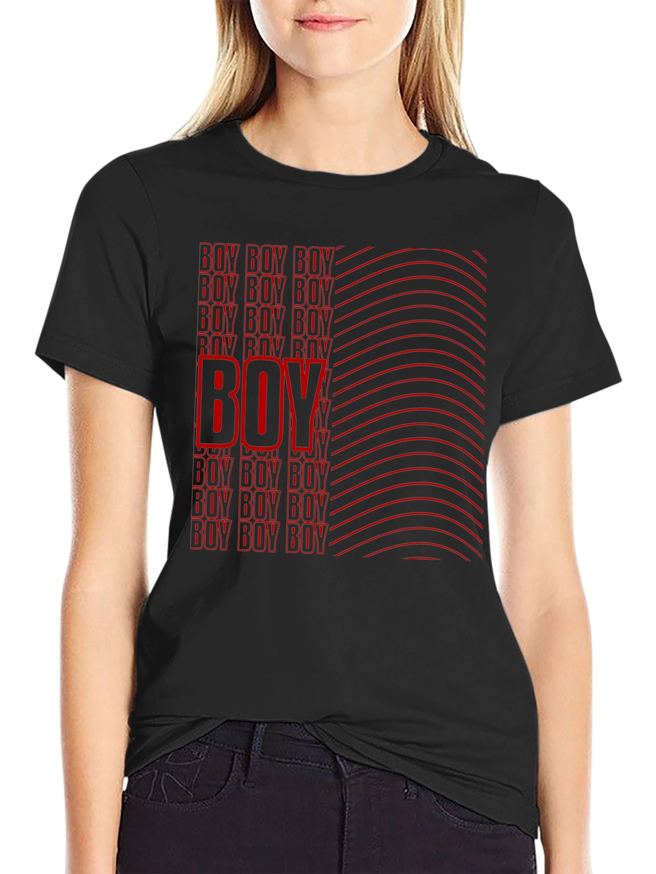 Boy Graphic Print Black T-Shirt