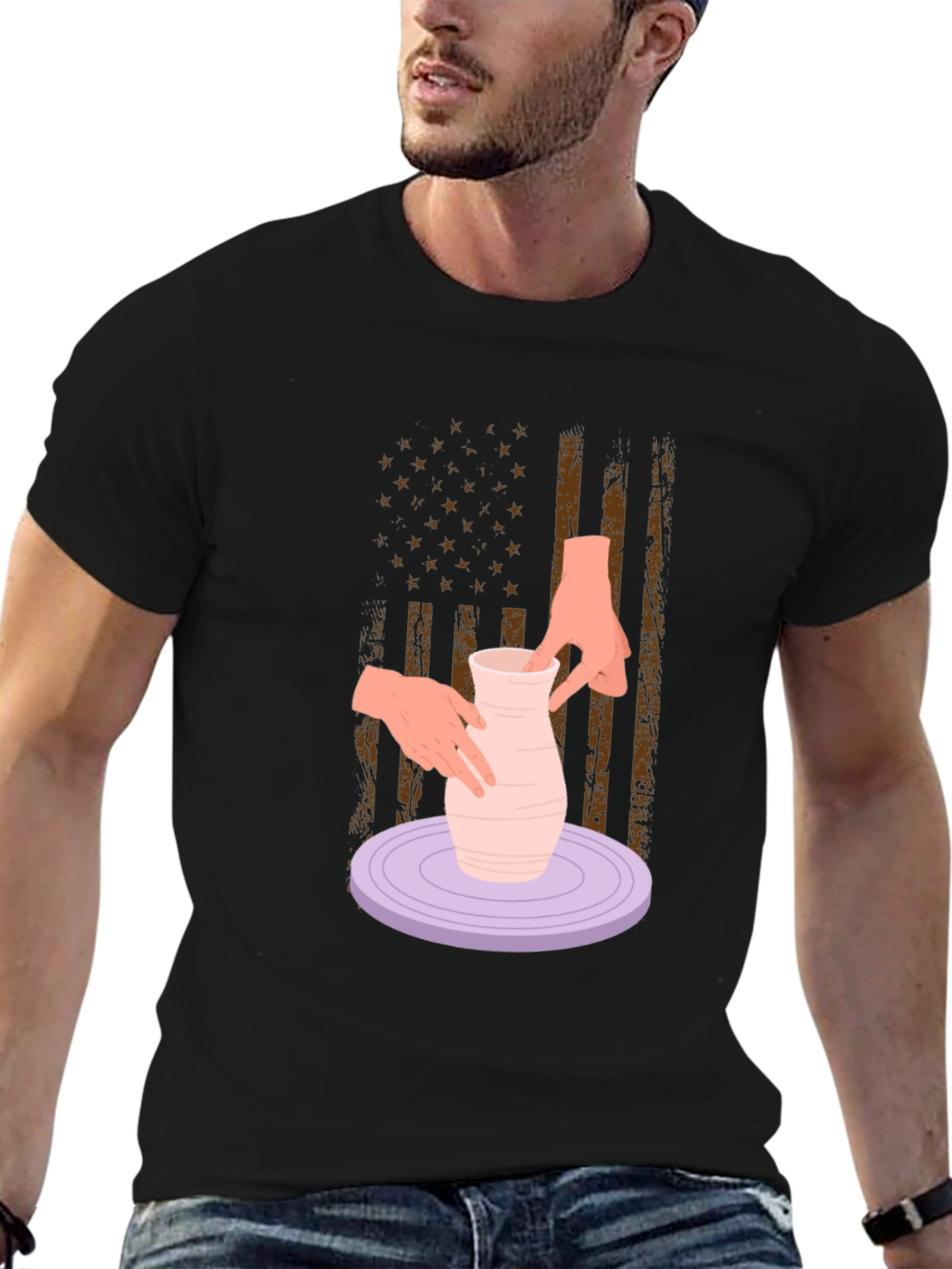Pottery American Flag T-Shirt - Artsy Patriotic Tee