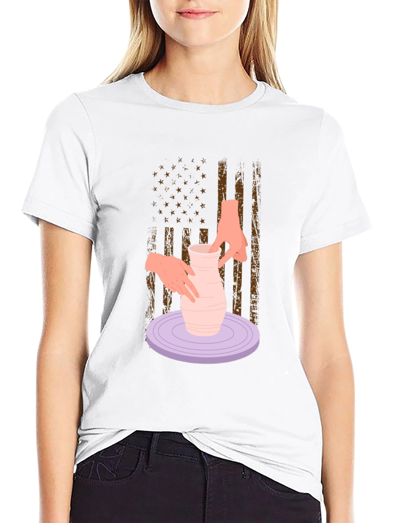 Pottery American Flag T-Shirt - Artsy Patriotic Tee
