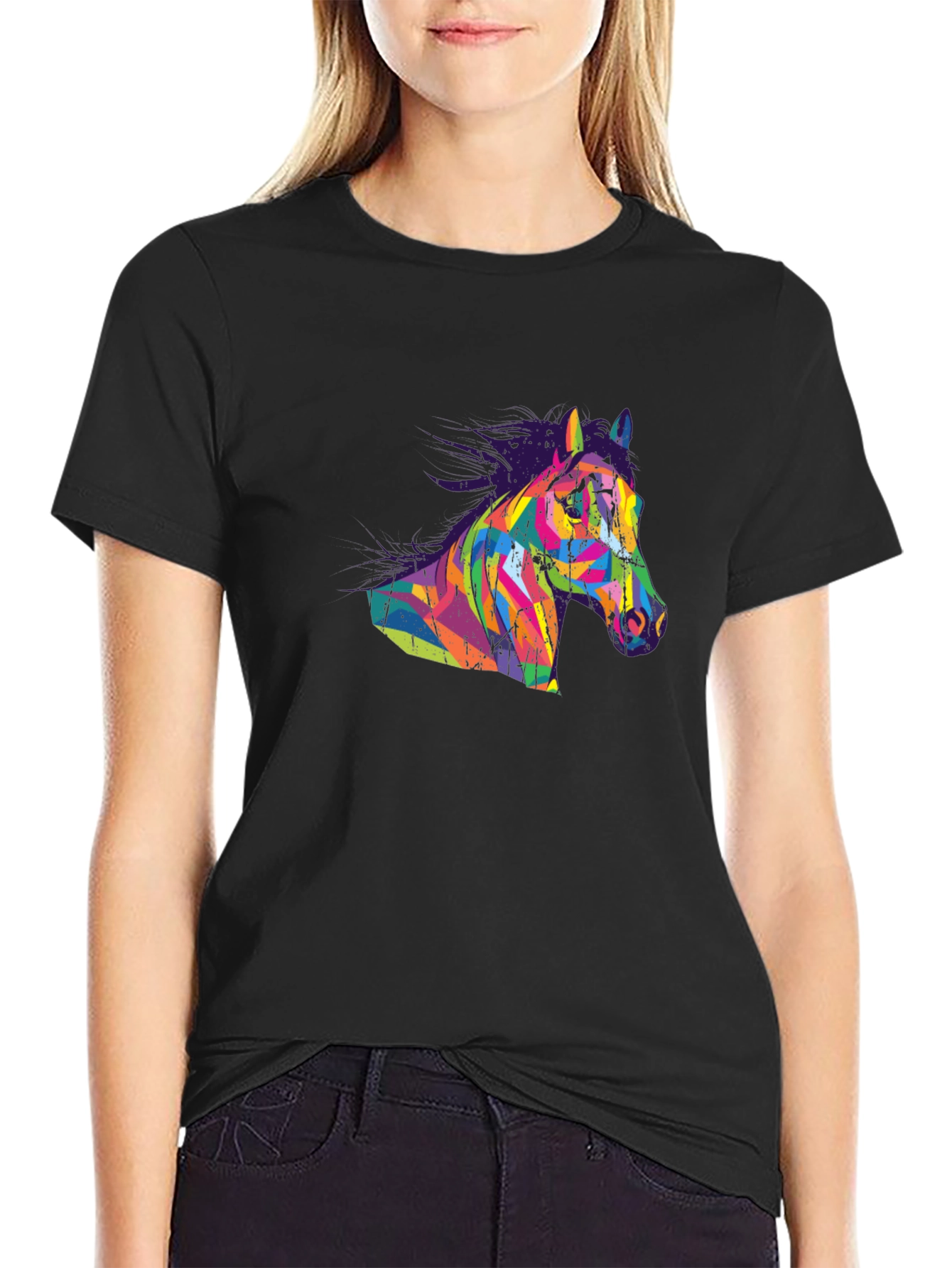 Abstract Horse Graphic Tee - Mens Black T-Shirt