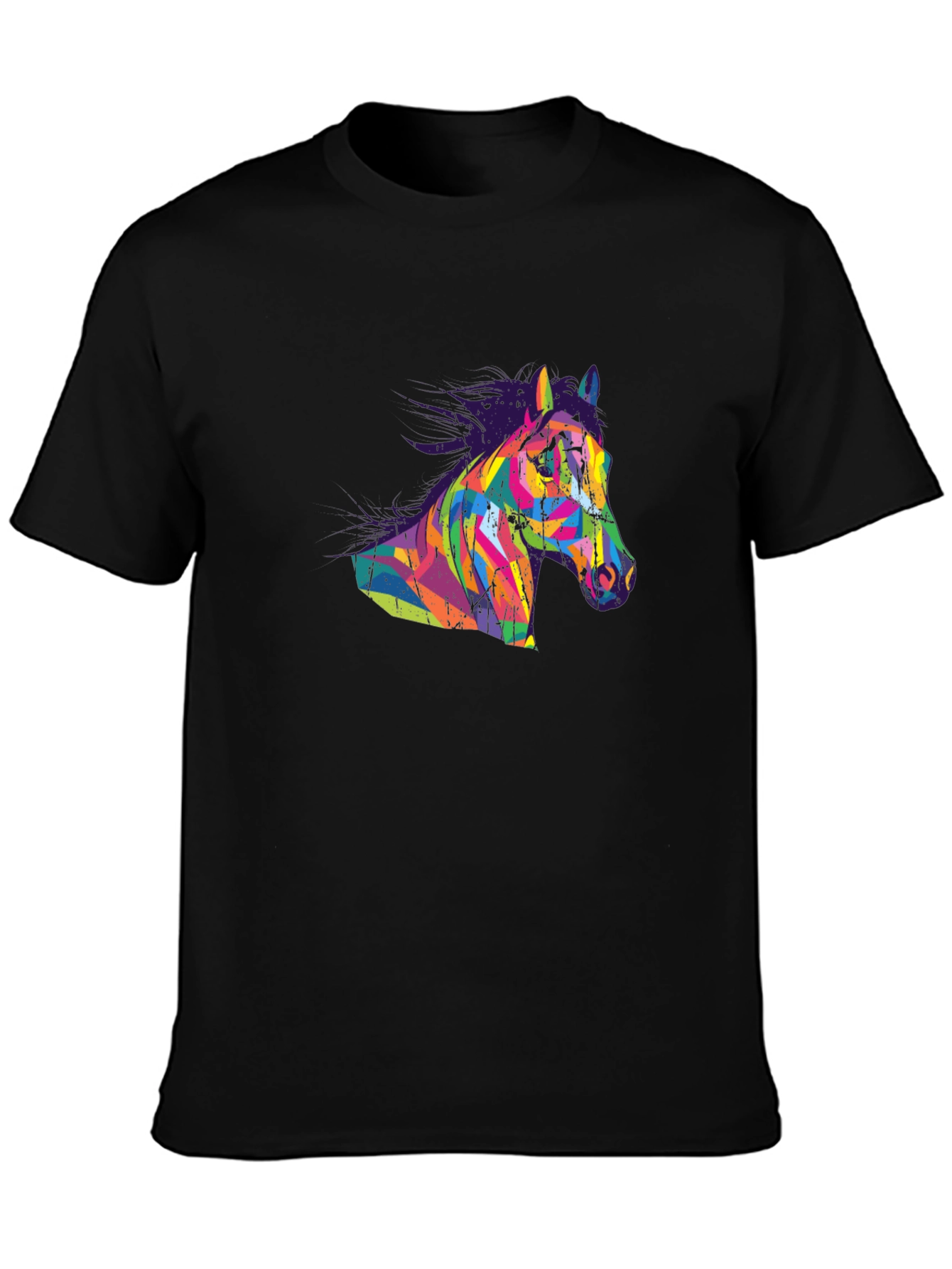 Abstract Horse Graphic Tee - Mens Black T-Shirt