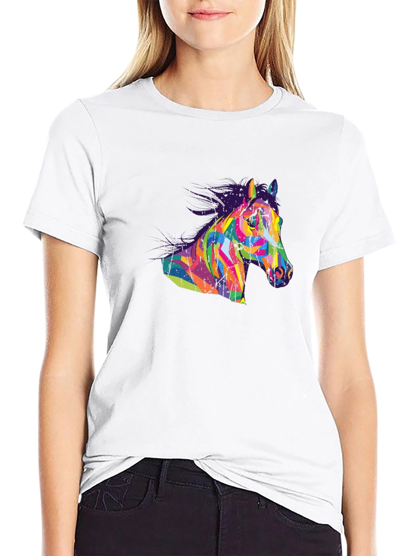 Abstract Horse Graphic Tee - Mens Black T-Shirt
