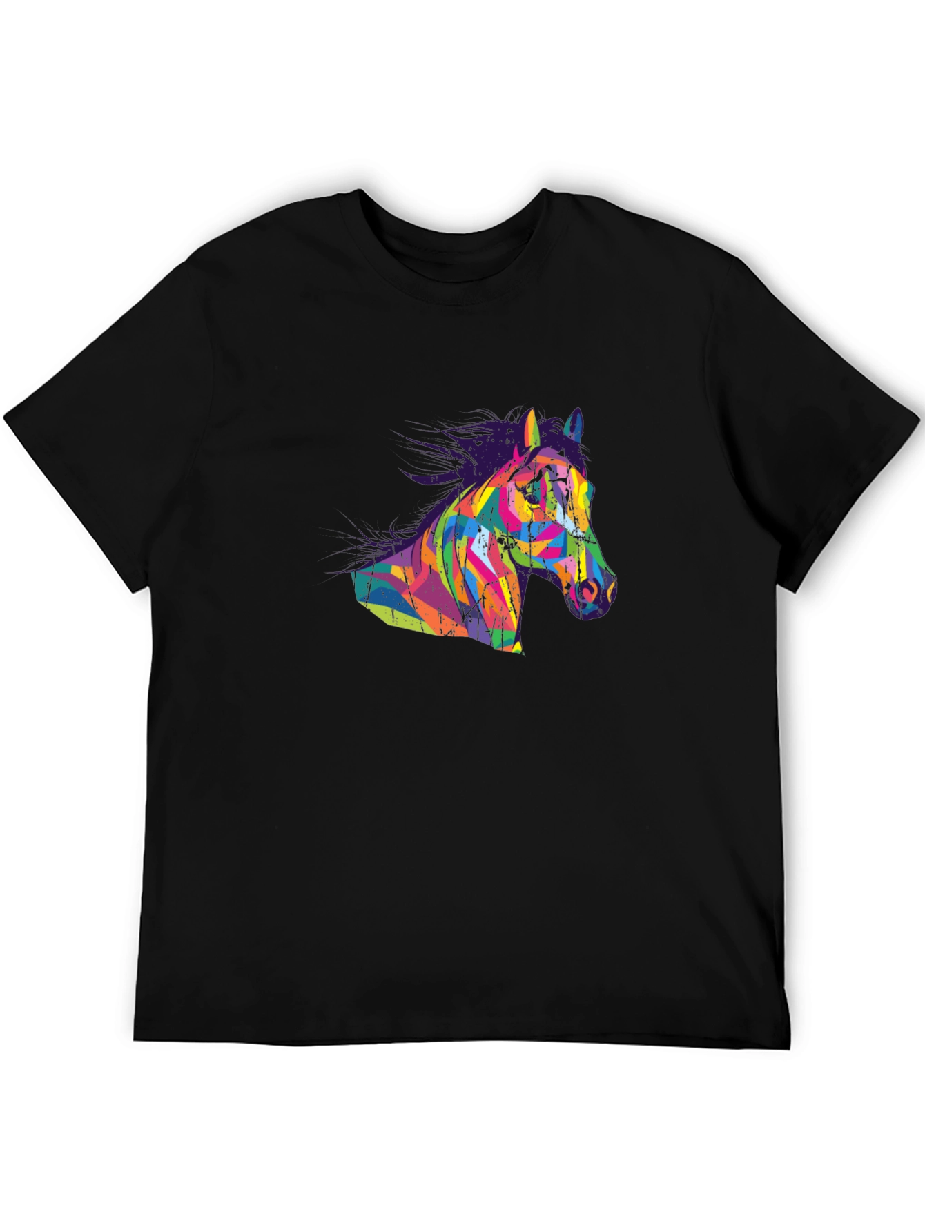 Abstract Horse Graphic Tee - Mens Black T-Shirt