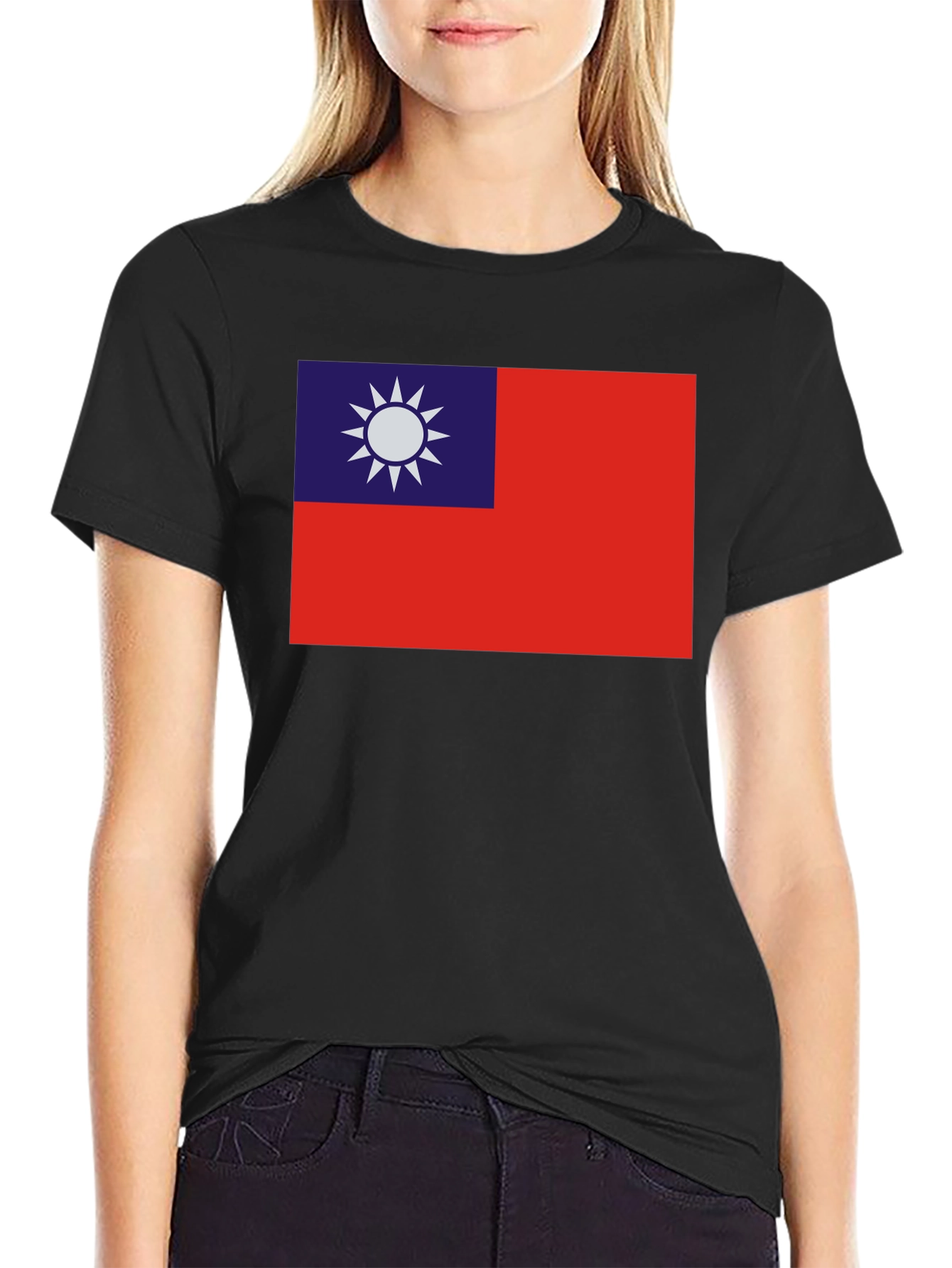 Taiwan Flag Graphic Tee - Black Cotton Comfort