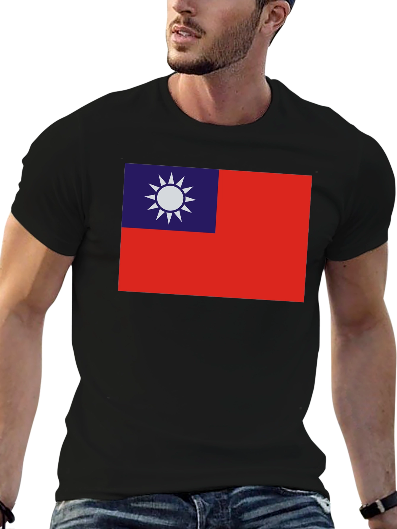 Taiwan Flag Graphic Tee - Black Cotton Comfort