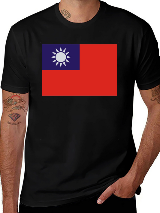Taiwan Flag Graphic Tee - Black Cotton Comfort
