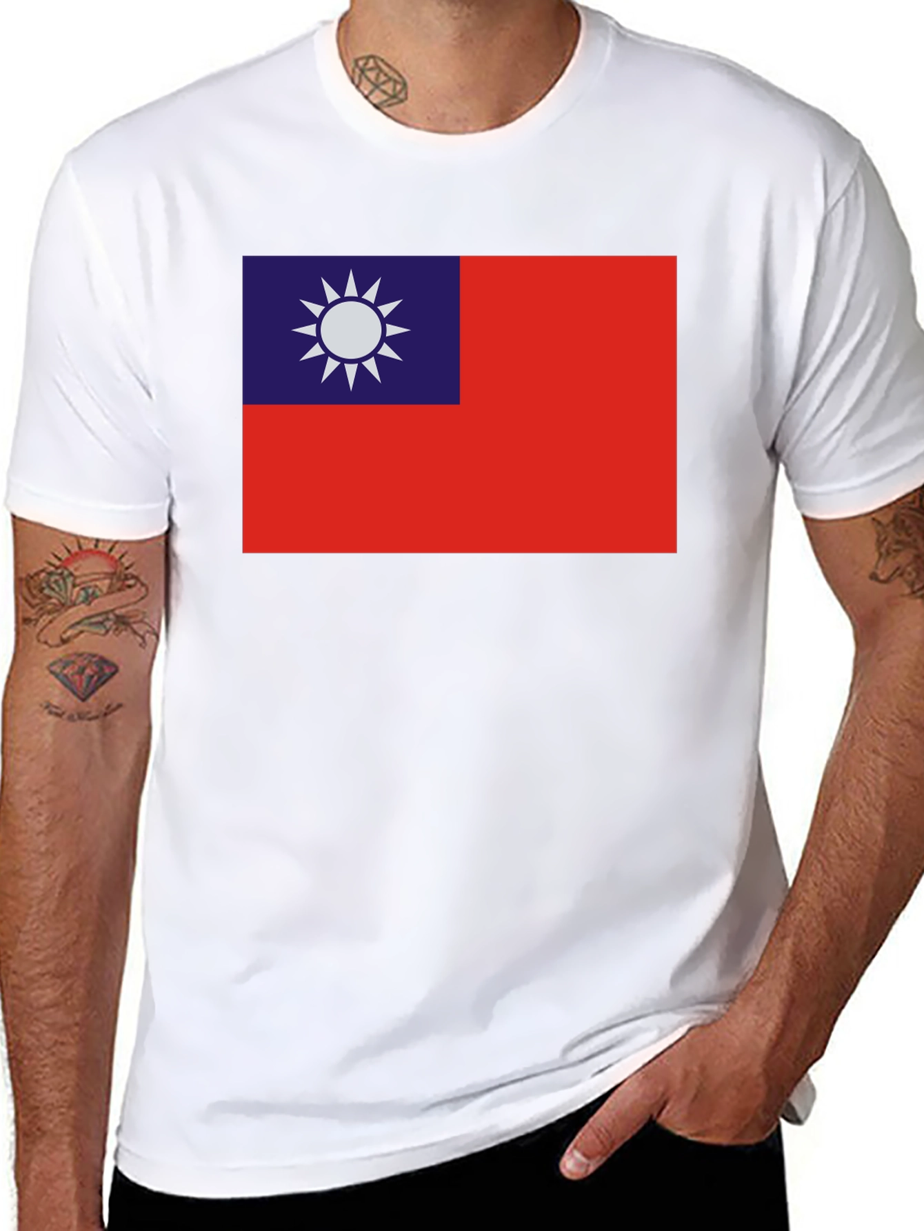 Taiwan Flag Graphic Tee - Black Cotton Comfort
