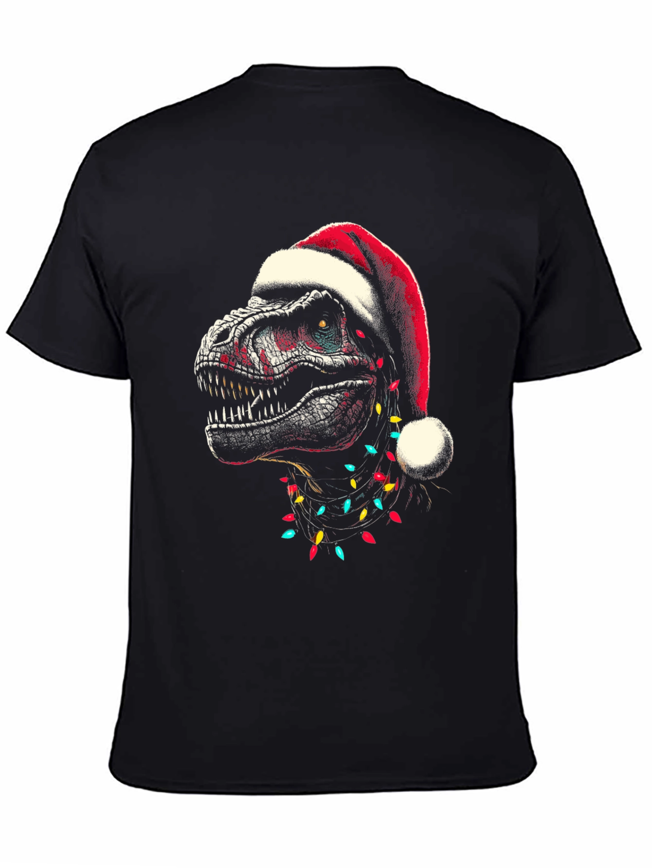 Dino Christmas T-Shirt - Santa Hat Trex