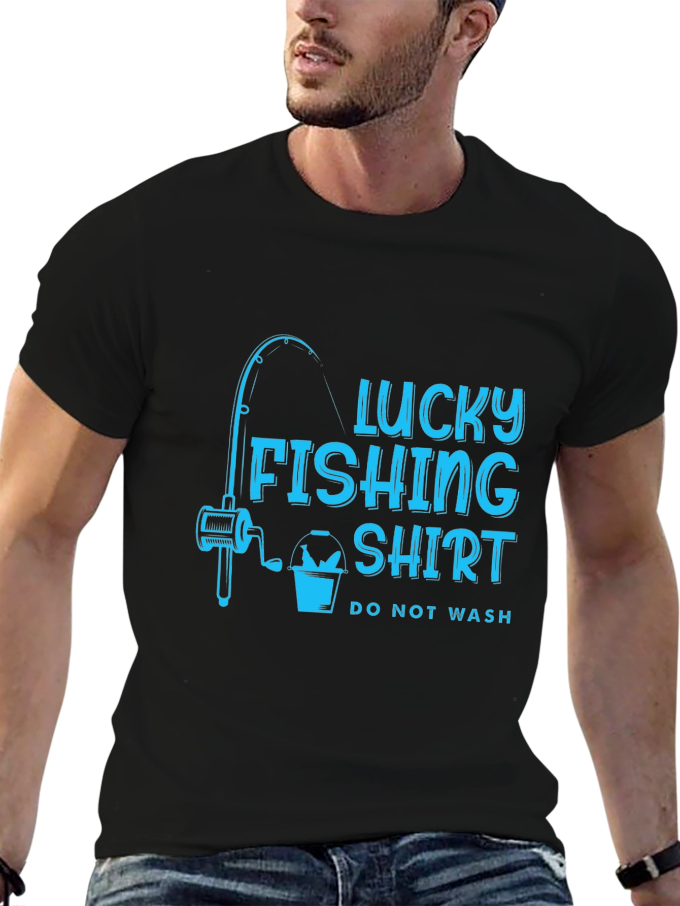 Lucky Fishing Shirt - Mens Black Tee