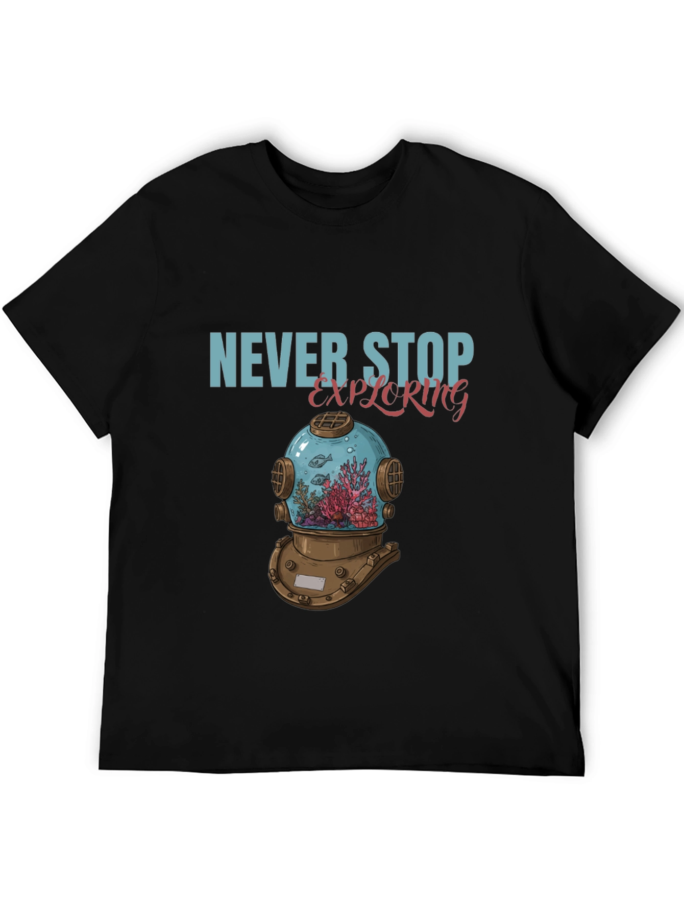 Never Stop Exploring Diver Helmet T-Shirt
