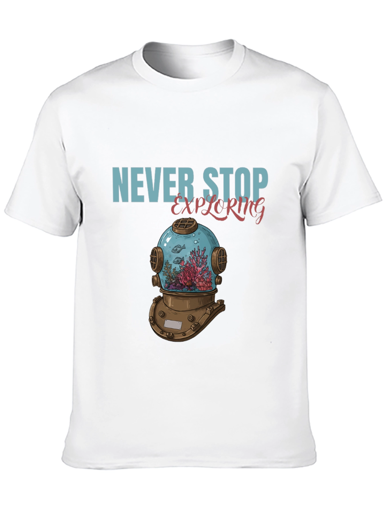 Never Stop Exploring Diver Helmet T-Shirt